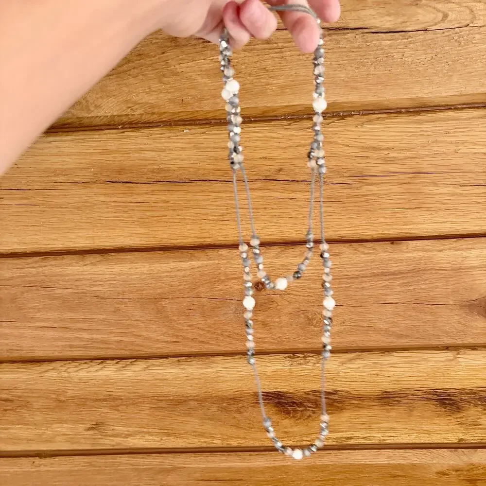 Marlyn Schiff Pearl Crystal Beaded Twine Rope Necklace Bracelet NEW